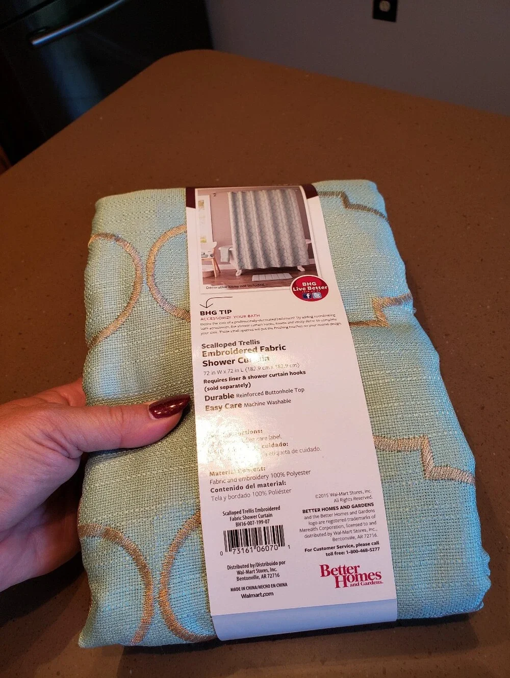 Aqua With Gray Embroidery Shower Curtain